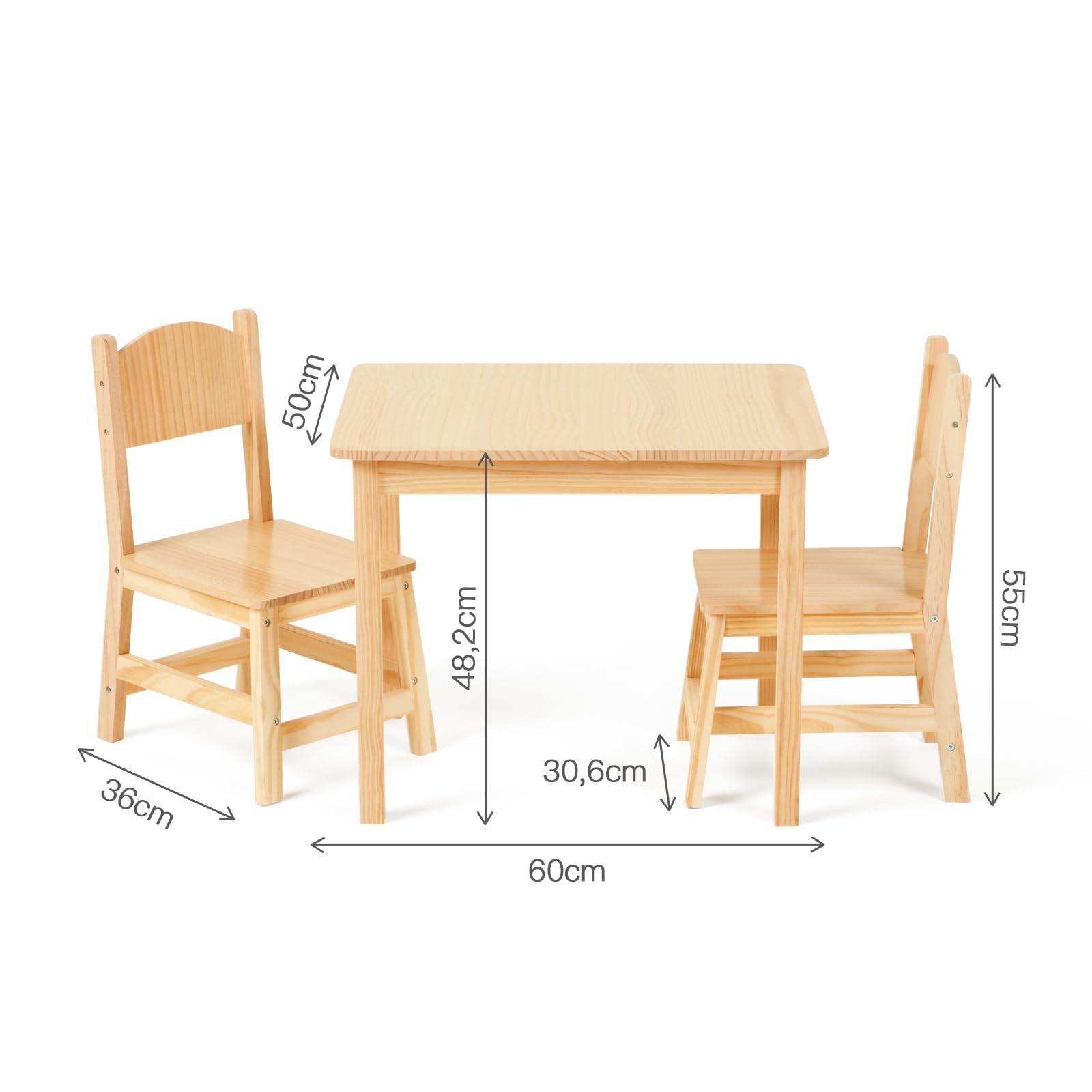 OOOK Table Enfant avec 2 Chaise, Bureau Enfant en Bois, Table et Chaise pour Fille et Garçon à Partir de 3 Ans, Petit Bureau pour Maternelle, Chambre d'enfant