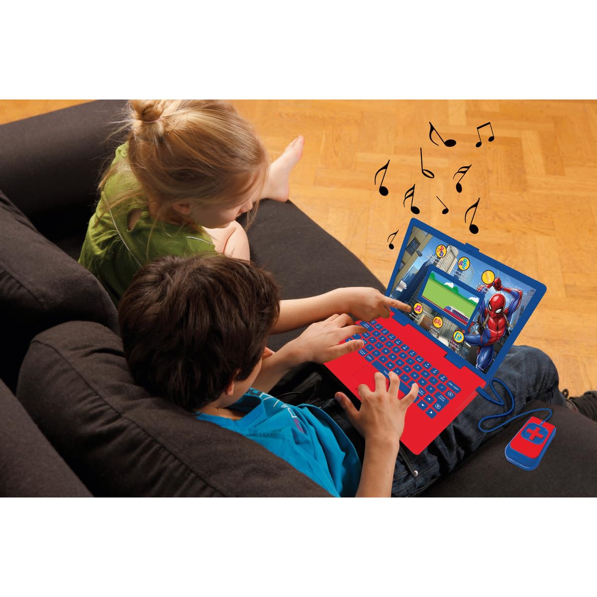 Lexibook Spider-Man - Ordenador portátil Educativo bilingüe (130 Actividades de Aprendizaje, matemáticas, Idiomas, lógica, Juegos y música, JC798SPi1LXB