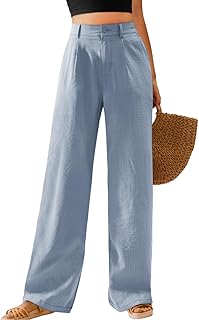 Womens Casual Wide Leg Pants High Waisted Button Down...