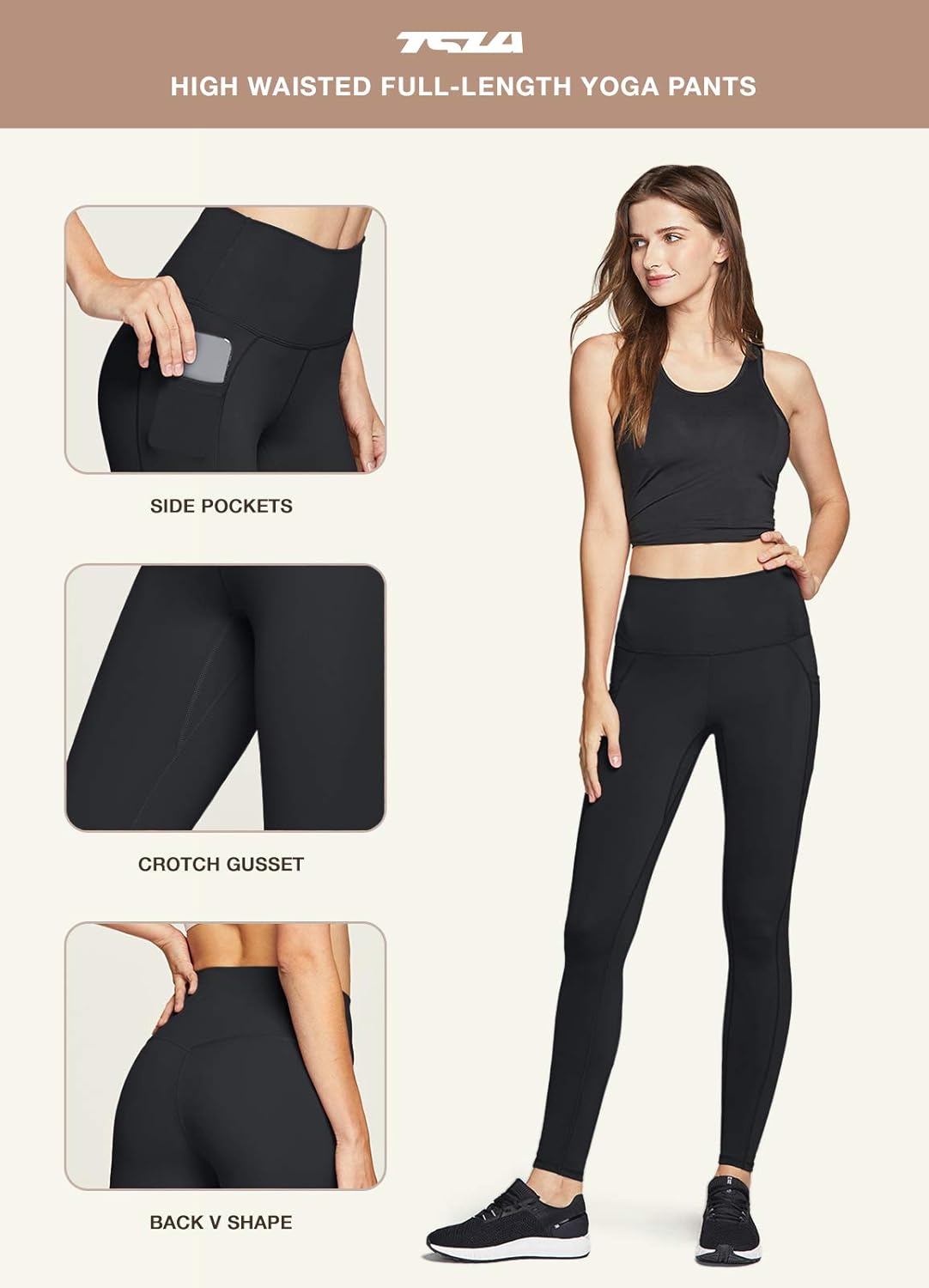 TSLA 1 or 2 Pack High Waist Yoga Pants with Pockets, Tummy Control Yoga Leggings, Non See-Through Workout Running Tights : Clothing, Shoes & Jewelry