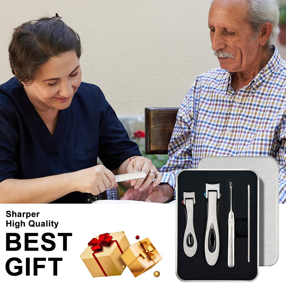 Set Tagliaunghie Tagliaunghie con Apertura A Mascella Larga Tagliaunghie per Unghie E Unghie dei Piedi in Acciaio Inossidabile con Lima per Unghie per Uomini Donne Anziane,Silver