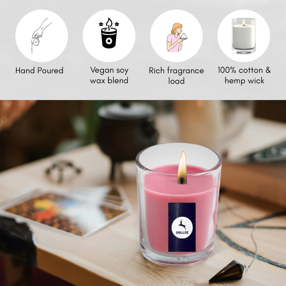 Dolloz Scented Votive Candles for Home Decor, Candles for Gifting, Wedding, Bedroom & Aromatherapy (Rose, Set of 6) 1
