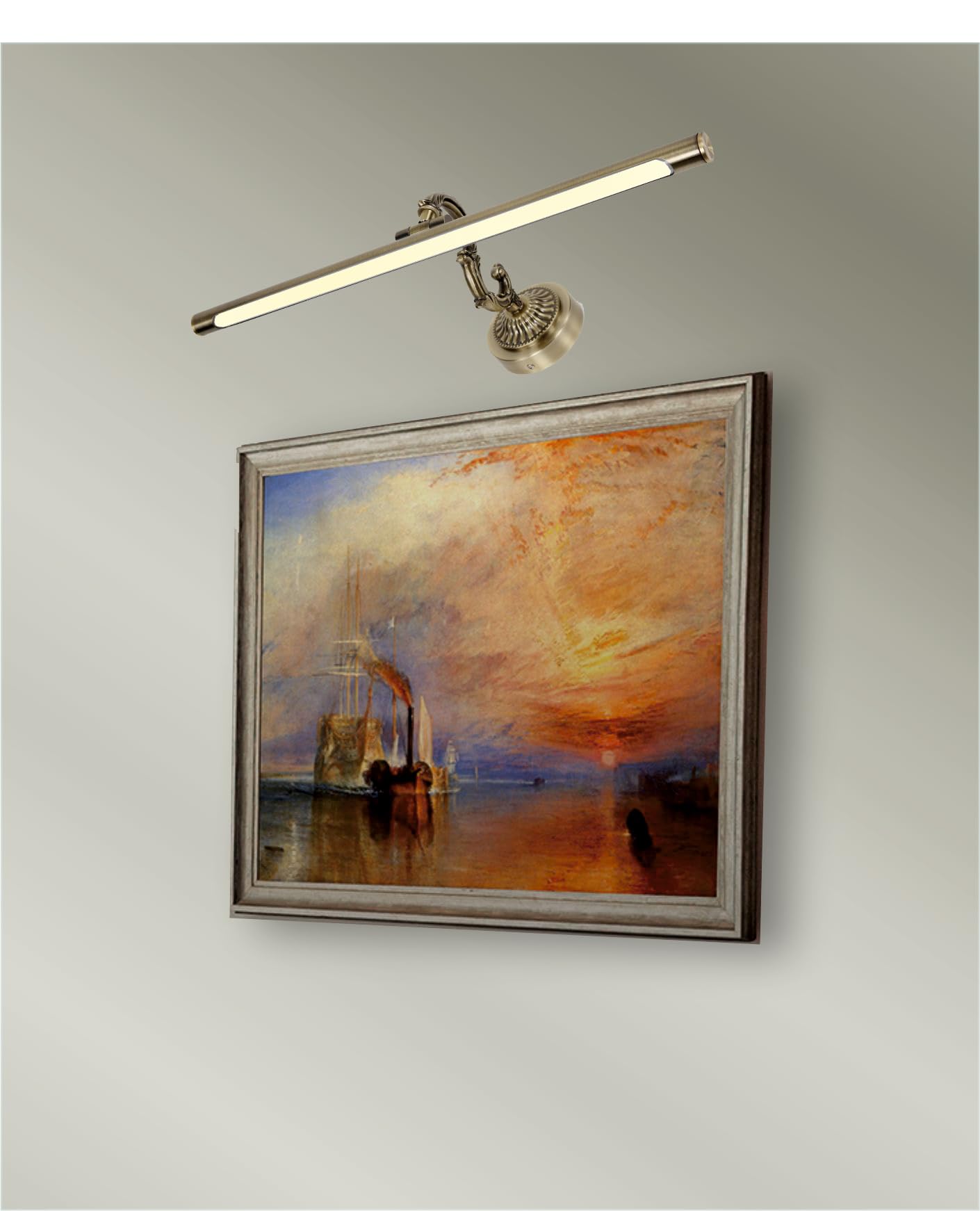 Applique LED da parete per illuminare quadri, specchi, murales, 12 W stile tradizionale ed elegante, fusione, tono di luce calda 3000 K, bronzo antico, snodato. 55 cm