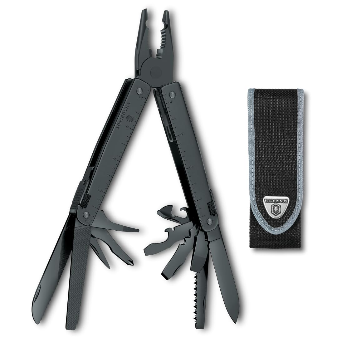 Victorinox Swiss Tool Spirit BS Swiss Army Knife, Large, Multi Tool, 29 Functions, Locking Blade, Case, Black