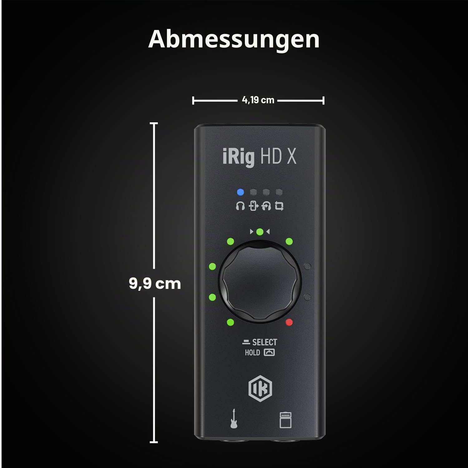IK Multimedia iRig HD X Gitarren-Interface (Multi-Color LED Signalanzeige, integriertes Stimmgerät, kompatibel mit iPhone, iPad, Mac und PC, Vorverstärker, inkl. USB-C und Lightning Kabel)