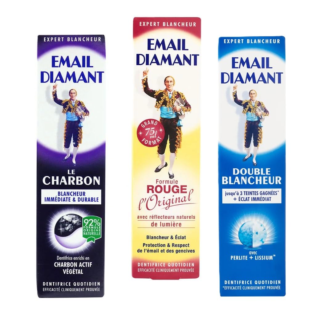 Email Diamant Le Charbon Pasta dental blanqueadora original cosmética carbón activado - 75ml tamaño grande - 4 tubos