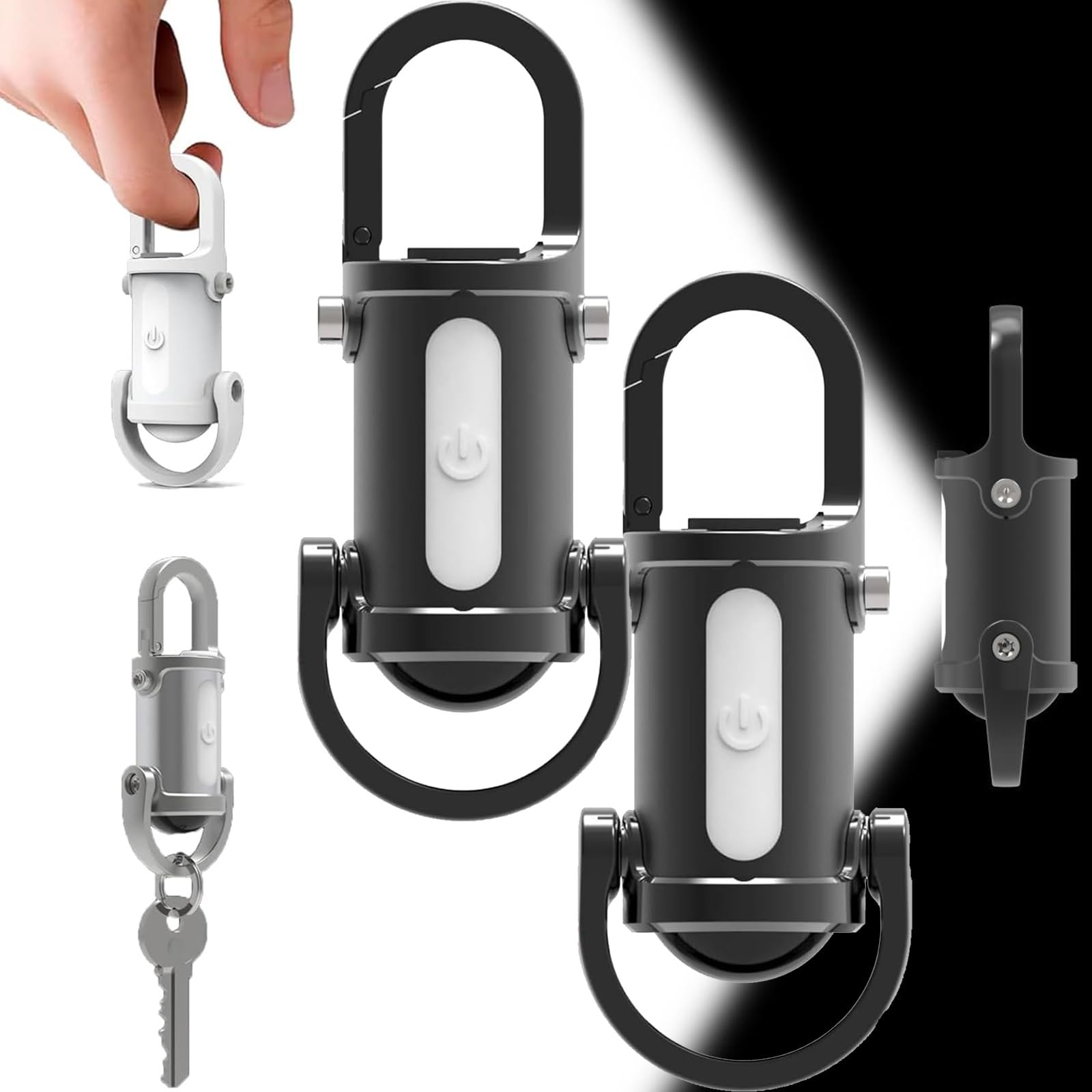 Explcior Black 2Pc 2 In 1 Flashlight And Power Bank, 1200Lm Super Bright Mini Keychain Flashlight Waterproof, 2025 Ultra Bright Lumilink Mini Torch Keychain, Chain Flashlight, 3 Levels Adjustable Brightness(Black 2Pc)