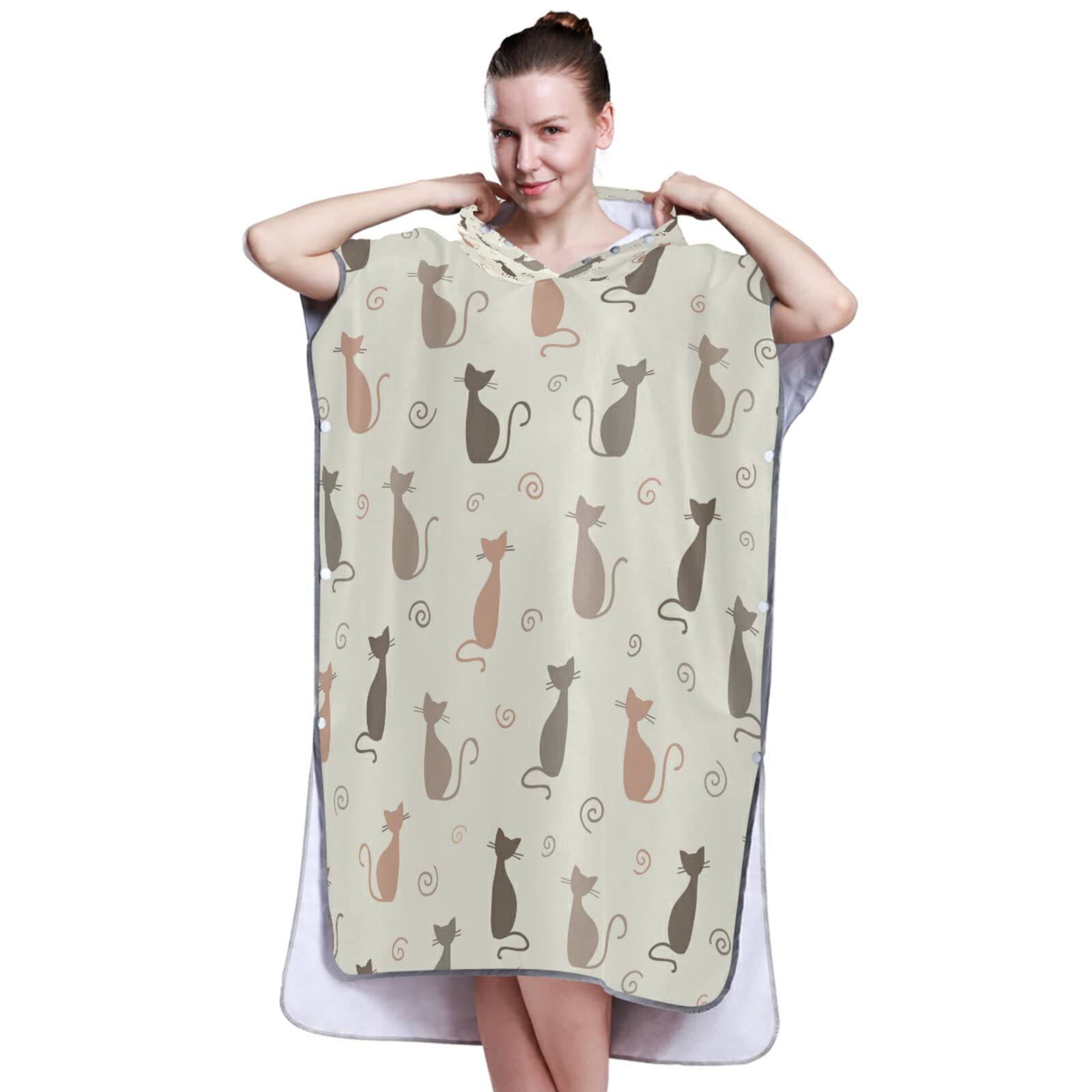 Poncho de surf sans couture avec capuche et poche, séchage rapide, en microfibre, pour le bain, la plage, l'extérieur