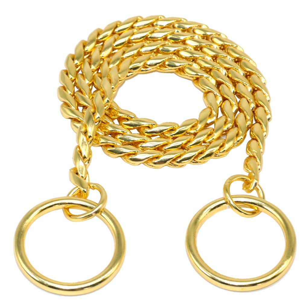 DOILNXH Snake Chain Dog Training Collar Pet Show Collar Heavy Duty Metal Chain P Choke Collars Strong Chrome Gold Black 3mm 4mm 5mm