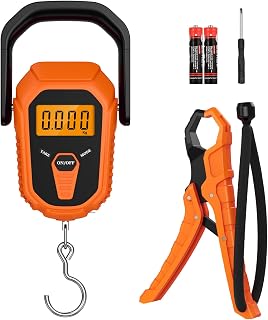 Fish Scale, Waterproof Floating Fishing Scale with Lip Gripper, 110lb/50kg Hanging Digital Fish Digital Scale, Floating with LCD Backlit, Tape Measure for Fishing Hunting, Batteries Included