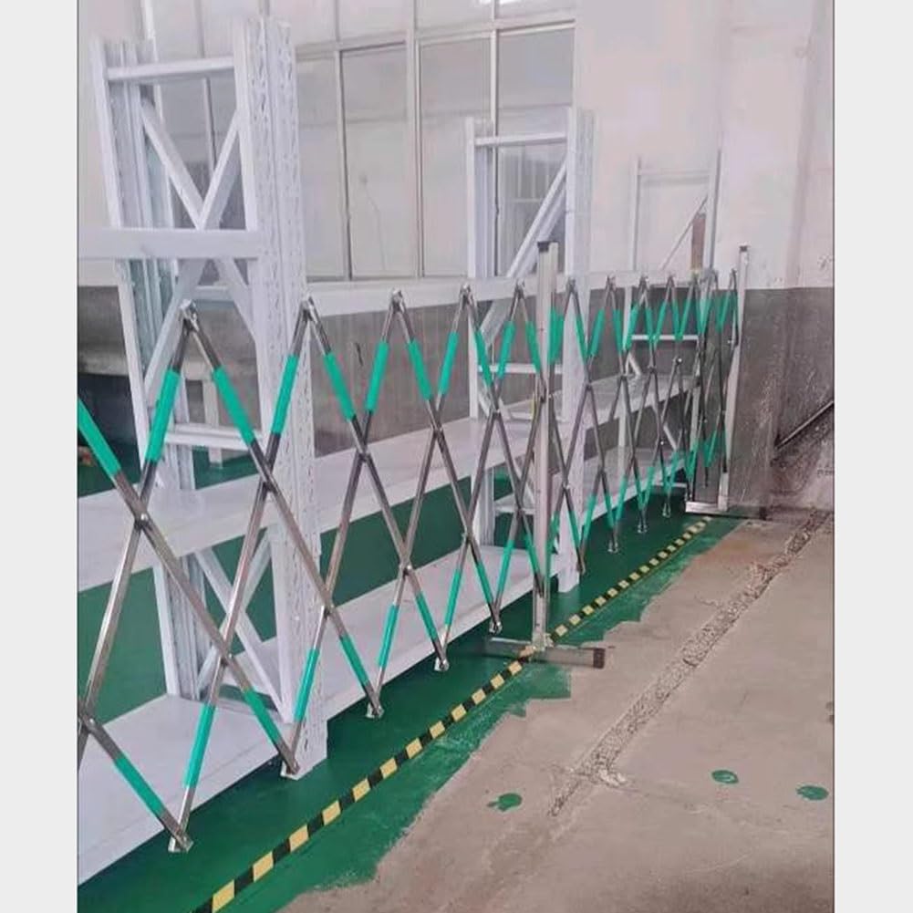 WQPMNYG Security Barrier,Expandable Metal Barricade - Outdoor Retractable Traffic Fence, Flexible Crowd Control Barrier, Mobile Safety Gate, Green, 1.5x5m (4.9x16.4ft) for Site and Road Safety