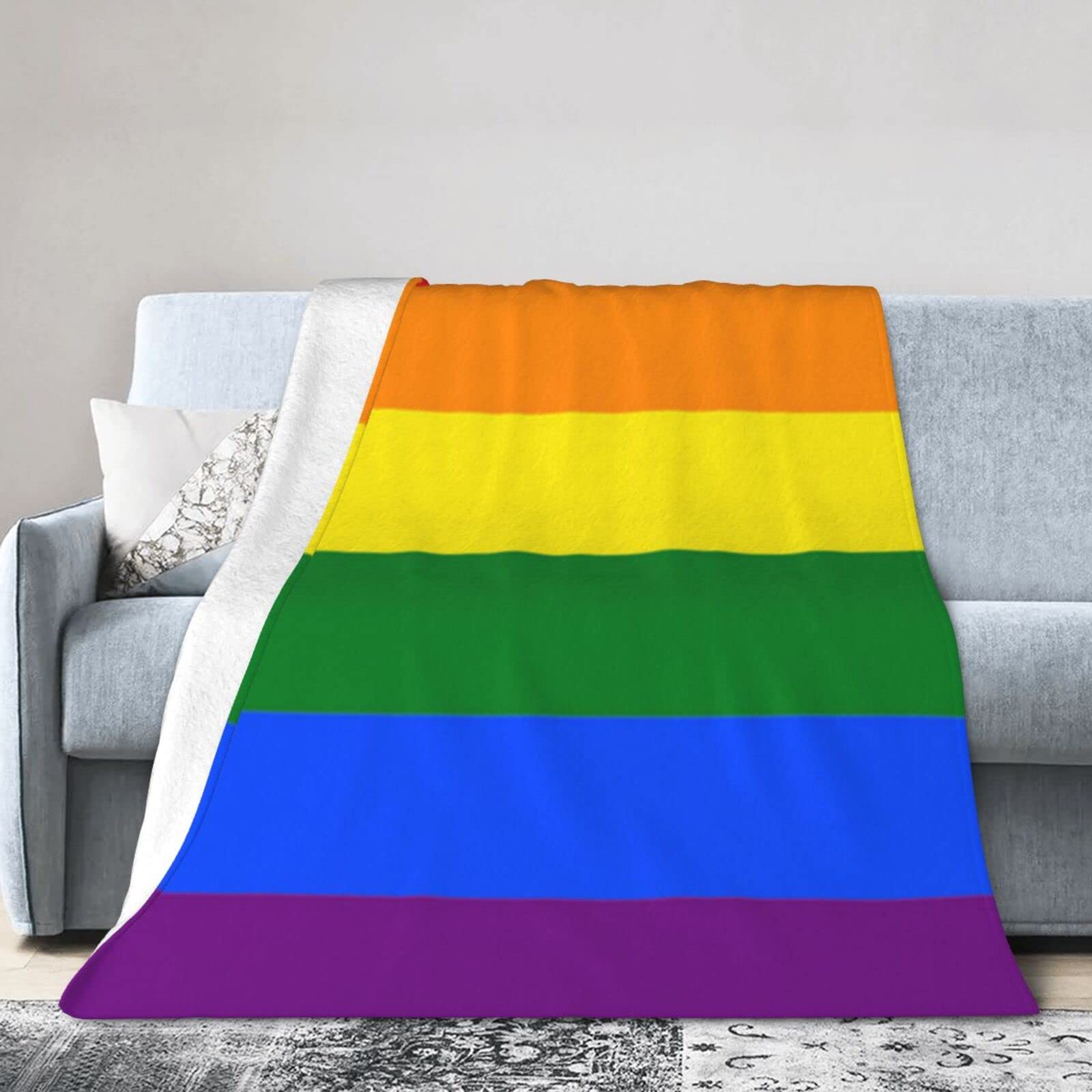 Rainbow Pride Throw Blankets for Girls Kids Warm Flannel Couch Sofa Bed Blanket 50"x60"