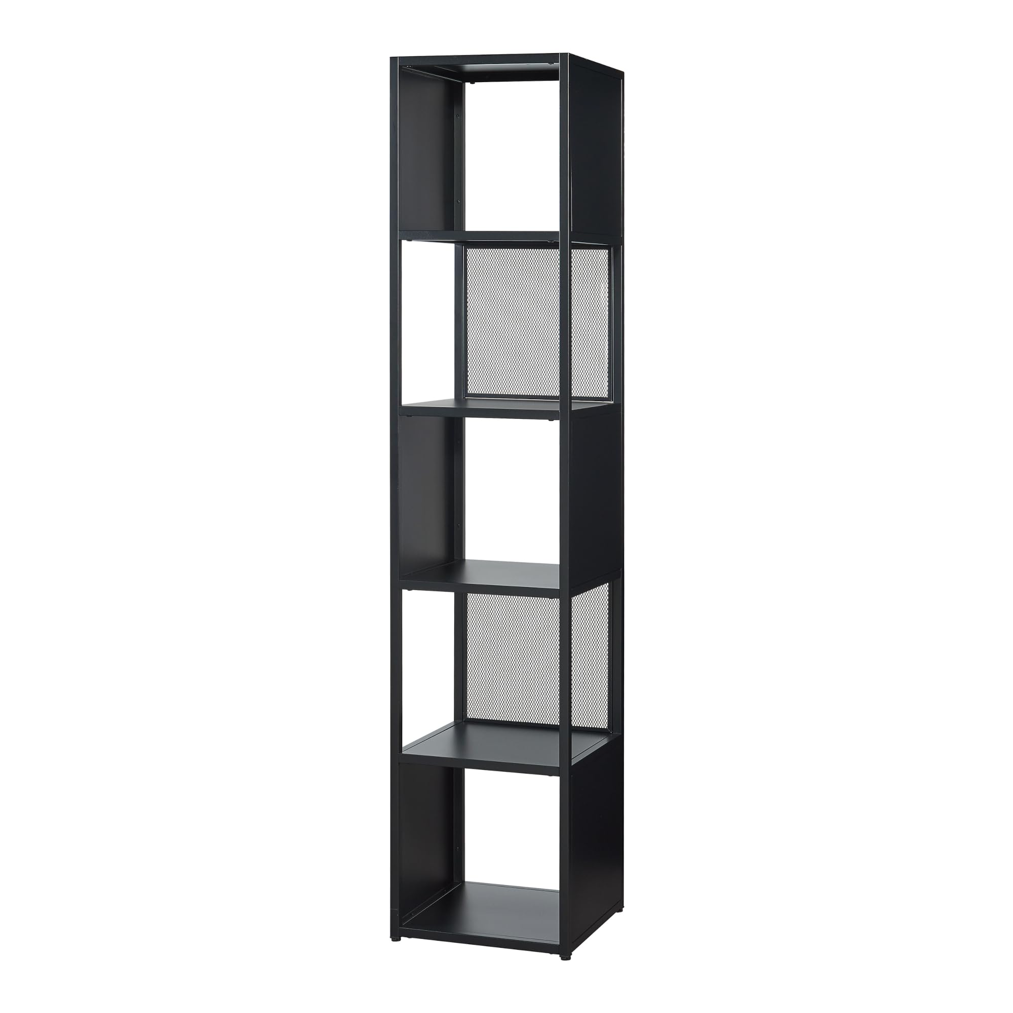 [en.casa] Scaffale da Terra Libreria in Acciaio con 5 Scomparti Aperti Mobile Espositore in Stile Industriale per Soggiorno Ufficio 185 x 38 x 38 cm - Nero Opaco