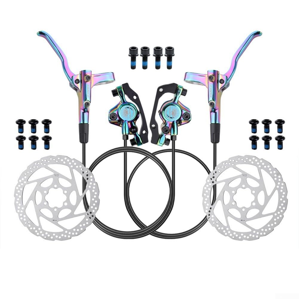 Aluminium Alloy Handle Mountain Bike Hydraulic Oil Brake for Front and Rear Control (Colorful)