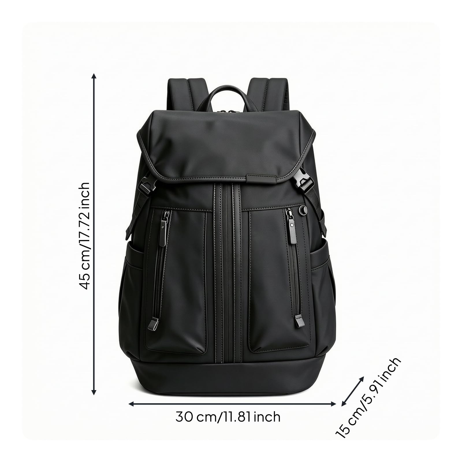 Mochila con Solapa Acolchada Mochila con Bolsillos Larales Gran Capacidad para Profesionales, Array, Negro, 16 Pulgadas