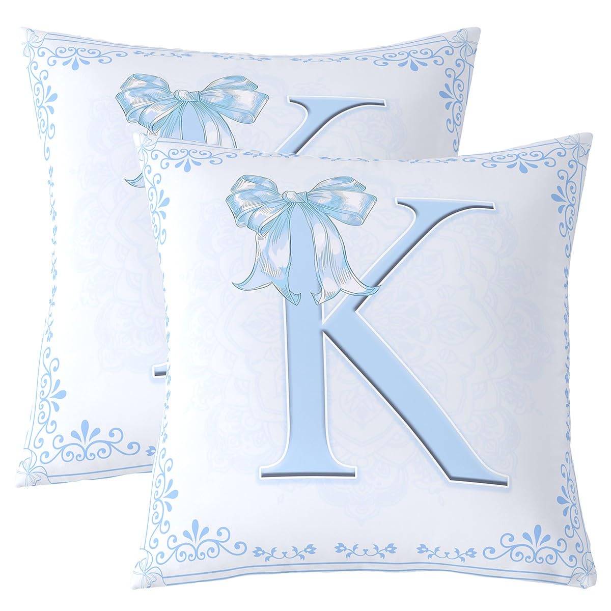 Housse de coussin lettre K pour décorer votre canapé salon bleu 50x50