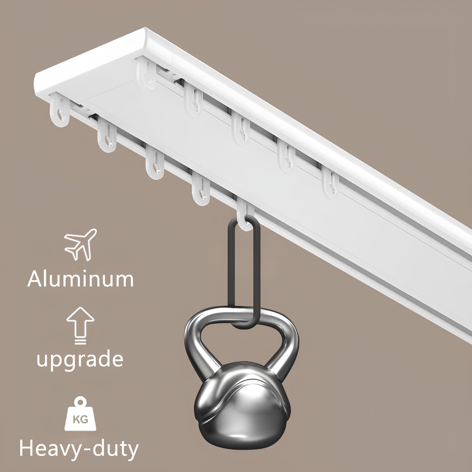 Cichy podwójny sufit ain Track System - 5,4 m aluminiowa szyna do salonu, sypialni, łazienki - Easy Inll czarna h