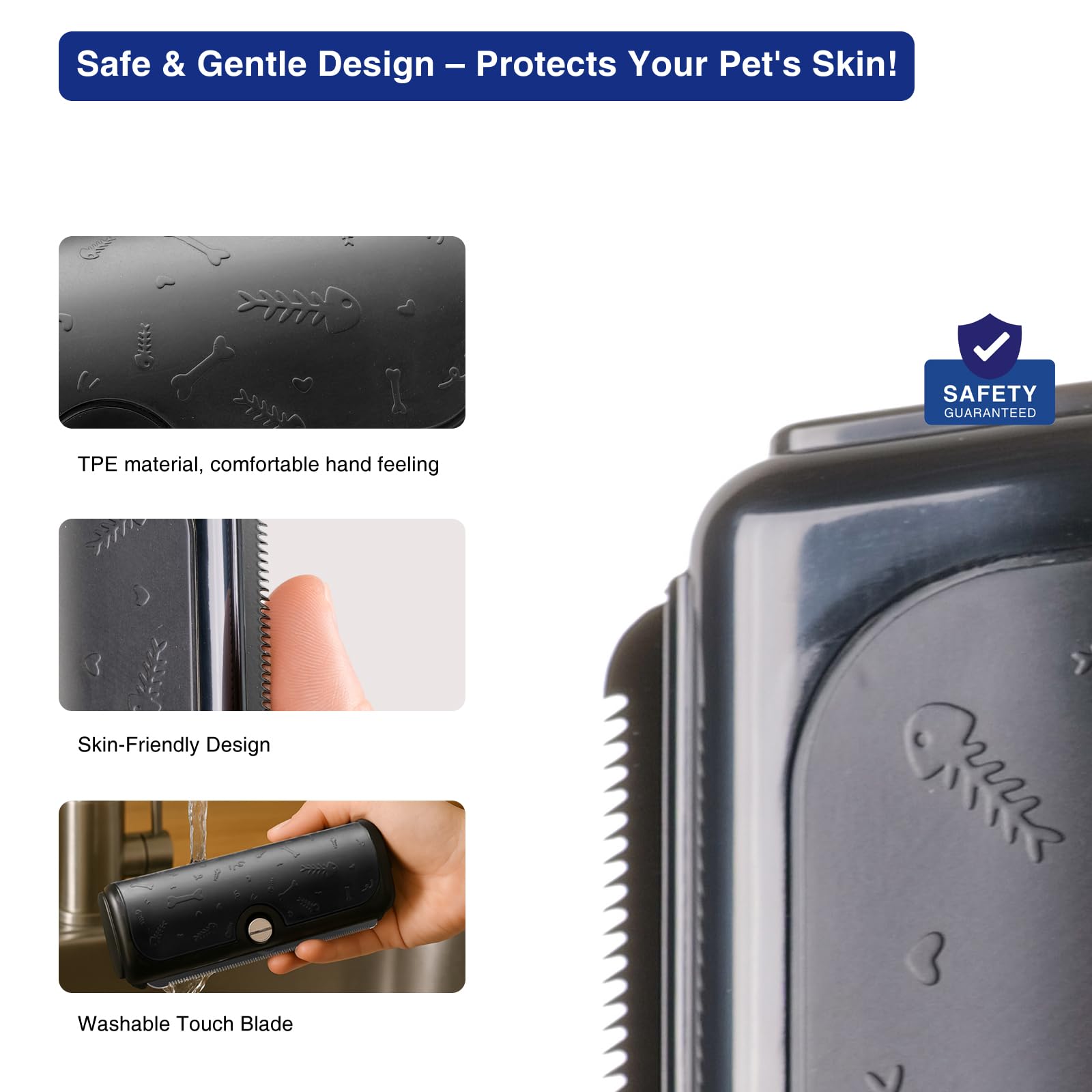 PetPog Deshedding Brush & Shedding Blade for Dogs & Cats, Wide Micro-Tooth Metal Blade Edge with Replaceable Blade - Image 3