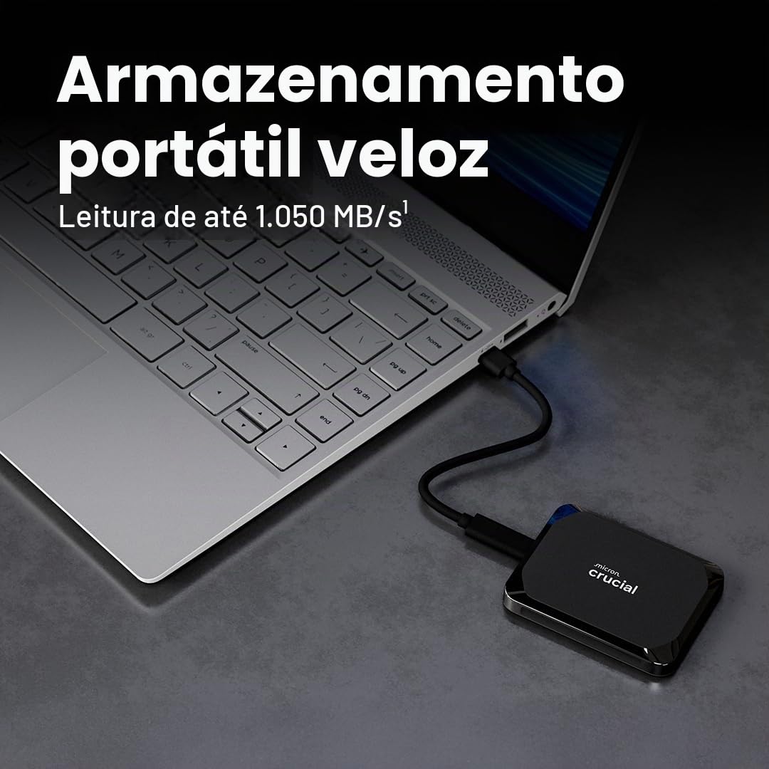 Crucial X9 4TB ポータブルSSD 本体 Crucial SSD portátil X9 de 4 TB, até 1050 MB/s, USB 3.2 USB-C, unidade