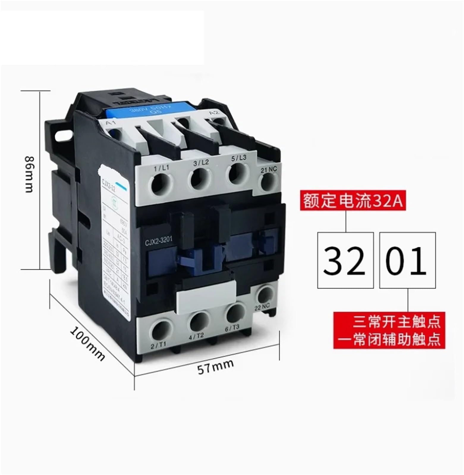 CJX2 Trójfazowy stycznik AC 110V - prąd znamionowy 9A 12A 18A 25A 32A 40A 50A 65A 80A 95A (CJX2-4011 40A)