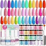 SAVILAND 30Pcs Dip Powder Nail Kit, 20 Vibrant Colors with Base & Top Coat, Activator & Brush Saver, No UV/LED Lamp Needed for Long-Lasting Manicure at Home & Salon