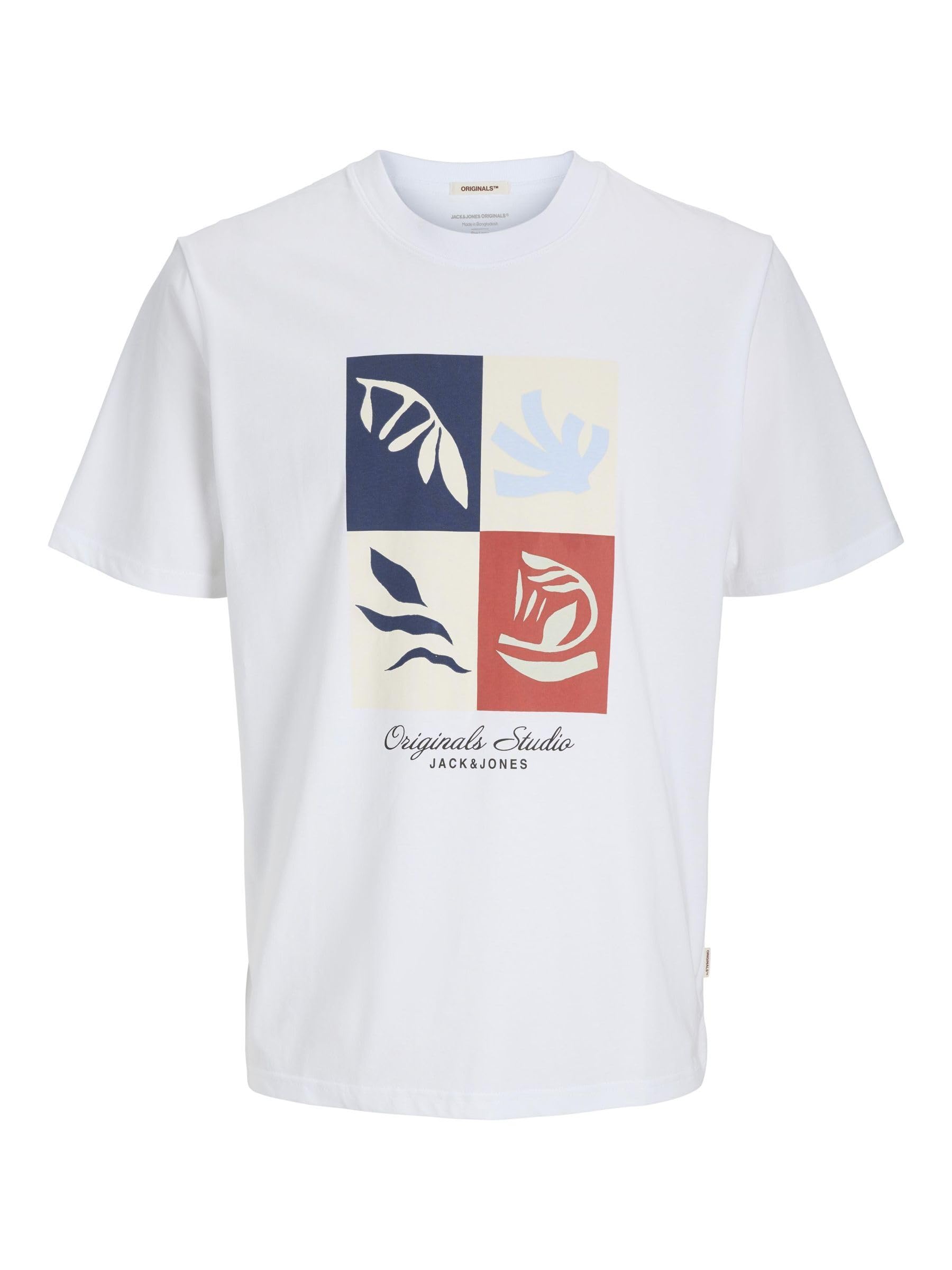 JACK & JONES Jorcanggu Front Branding Tee Ss Cn, Bright White, M