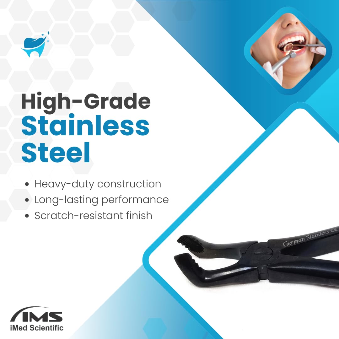 IMEDS Black Dental Extracting Forceps #2079AE with Serrated Beaks Lower Molar Tooth Extraction German Stainless Steel Dentist Training Tools