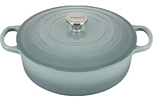 Le Creuset Enameled Cast Iron Signature Flower Round Wide Dutch Oven, 6.75 qt., Sea Salt