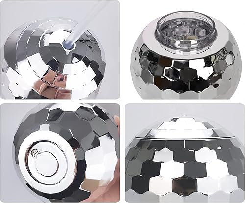 Miniatura 3 de Huaerle 6 tazas rosadas de bola de discoteca  Tazas de bola de vaquera disco con pajilla, suministros para fiestas del oeste, tazas de sombrero de