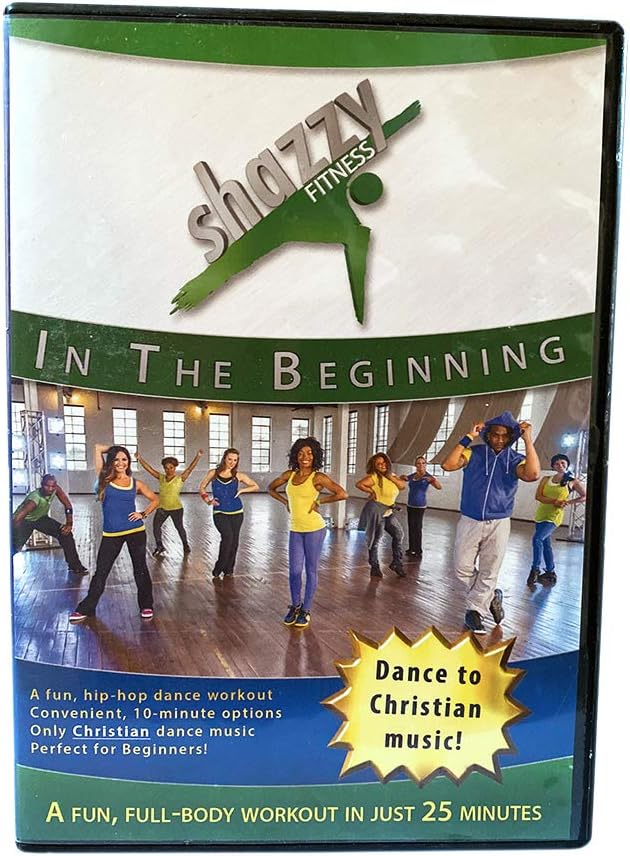 Shazzy Fitness: in The Beginning DVD Dance Workout - Beginner, Low Impact Faith Based Home Cardio Exercise Video for All - Adults, Women, Kids, Seniors - with Christian Music Blue