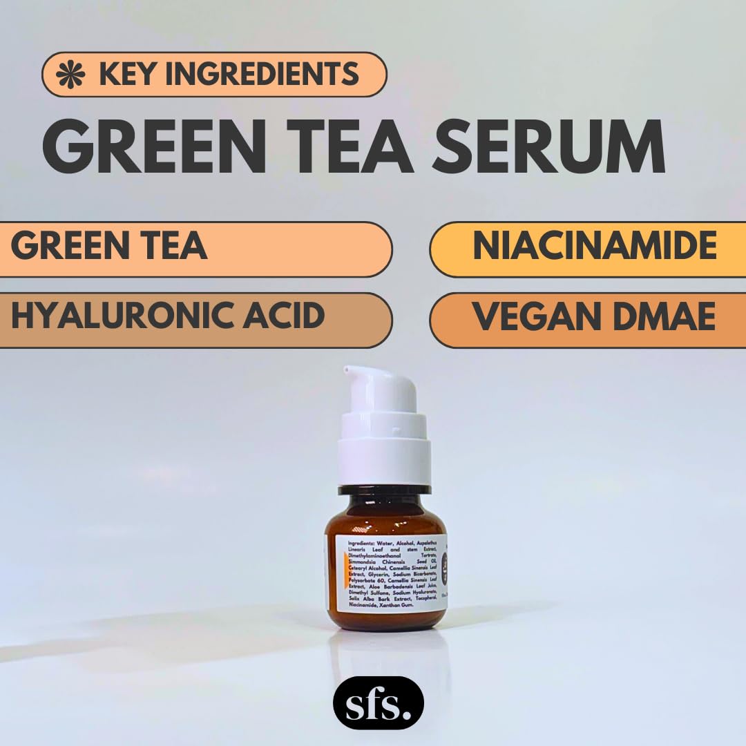 Clarifying Green Tea Hyaluronic Acid Serum for red light therapy with Niacinamide - Skin Repairing and Clarifying Face Serum - Image 4