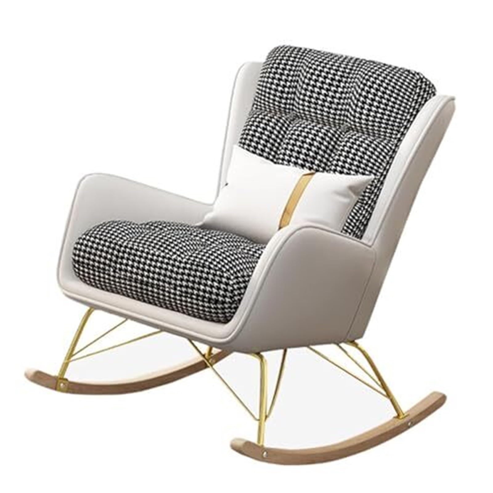 Fauteuil à Bascule Moderne rembourré, Fauteuil à Bascule rembourré avec Dossier Haut et accoudoirs, Fauteuil à Bascule pour Salon et Chambre (Blanc cassé)