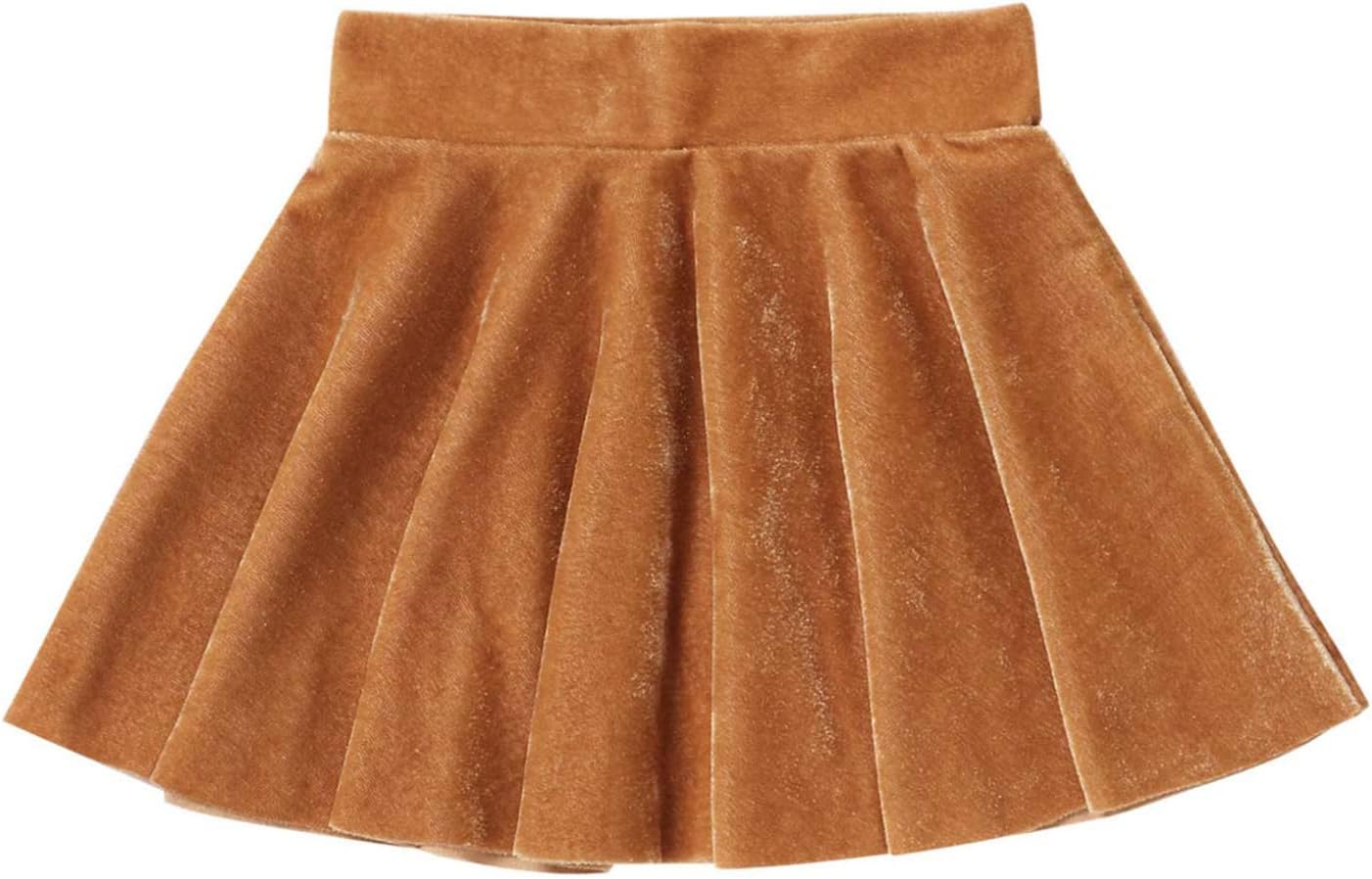 ACSUSS Toddler Baby Girl Princess Pleated Skirt Velvet High Waist Skater Skirts Fall Outfits