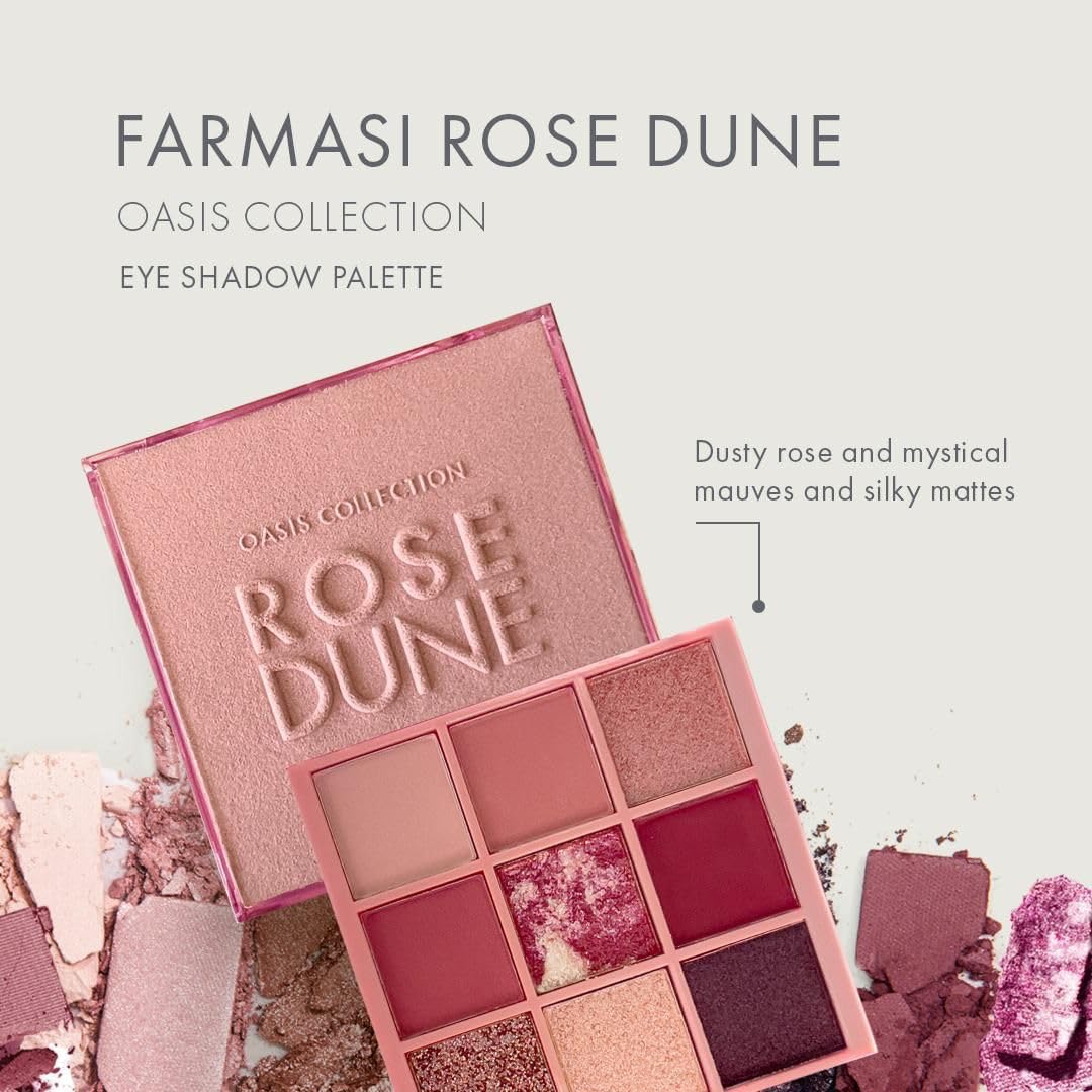 FARMASI Rose Dune 9 Yüksek Pigmentli Tonlu Göz Farı Paleti Çok Yönlü Göz Farı Paleti Pembe ve Ebegümeci Tonlarında Yumuşak ve Yoğun Hipnotize Etmek için Çok Yönlü Göz Farı Paleti 0,28 oz
