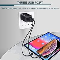 Vista 5 de AILKIN Cargador de pared USB de 3 unidades, adaptador de cargador triple, bloque de carga rápida, estación de cargador para el hogar, enchufe
