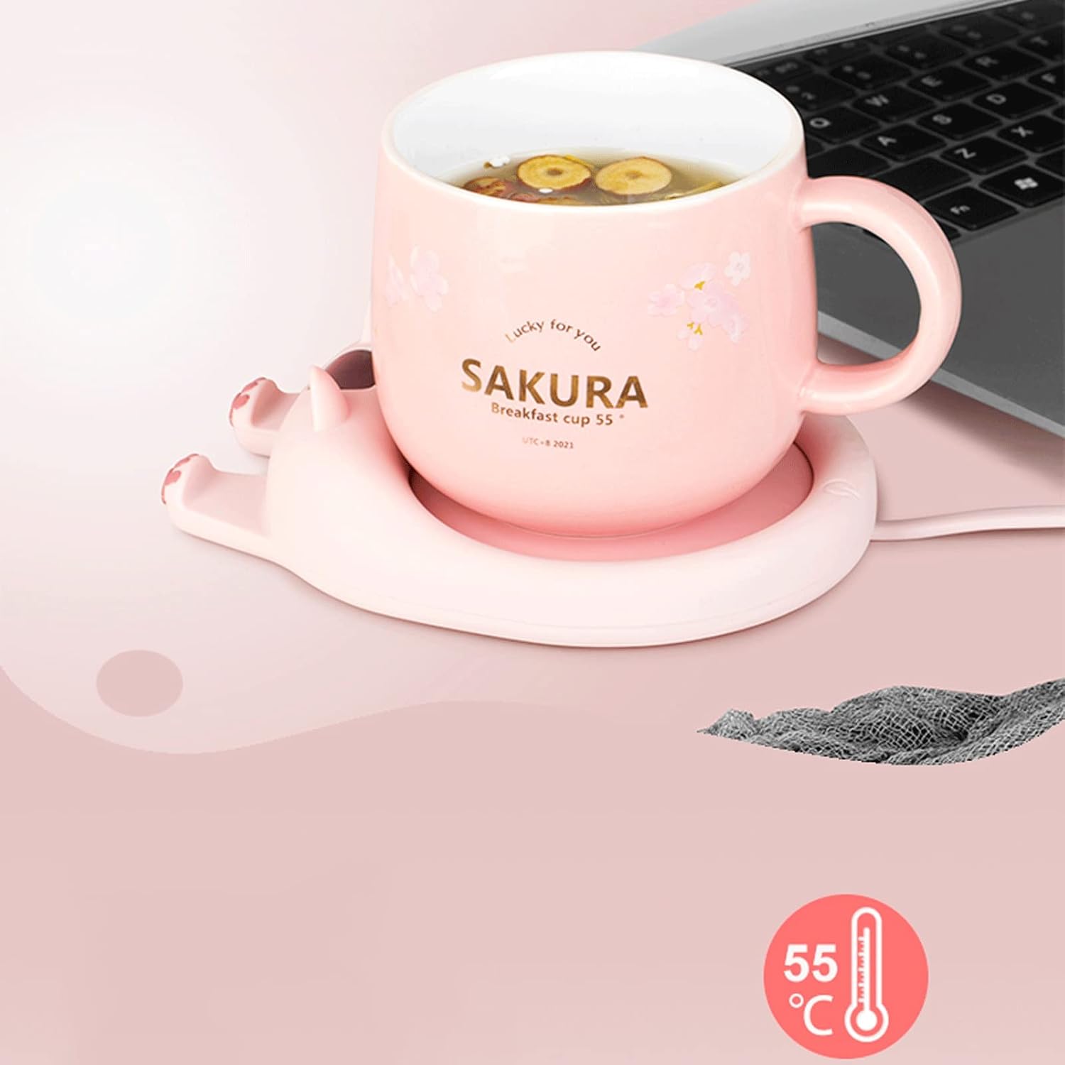 Cup Warmer Heating Plate Adjustable Temperature 55 Degrees Constant Temperature Multi-Function Heating Coaster Heating Coaster for Coffee Milk Tea