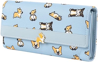 BAYSTORY Corgi Women Big Spender Clutch Travel Organizer Large Travel Purse Perfect Carry-All Money Manager Tri-fold Wallet (blue)