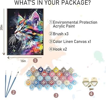Amazon | paint by numbers 猫 数字油絵 塗り絵 手塗り DIY絵