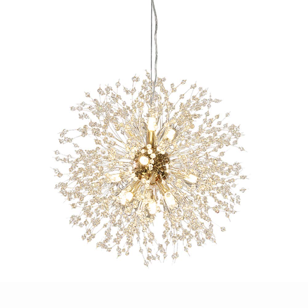 SYAXVOM Modern Dandelion Crystal Chandelier Adjustable G9 Firework Sputnik Ceiling Light for Dining Room Bedroom Living Chrome Finish 9 Head Design Unique Home Decor
