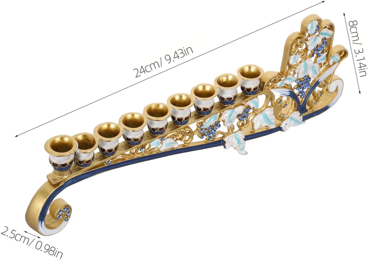 Decorative 9 Branch Menorah Zinc Alloy Tabletop Candle Holder