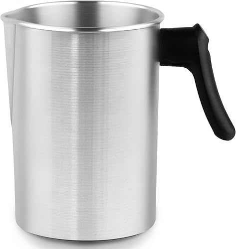 SAEUYVB Olla de fusión de cera de acero inoxidable de 32 onzas con mango resistente al calor y boquilla de vertido antigoteo para hacer velas