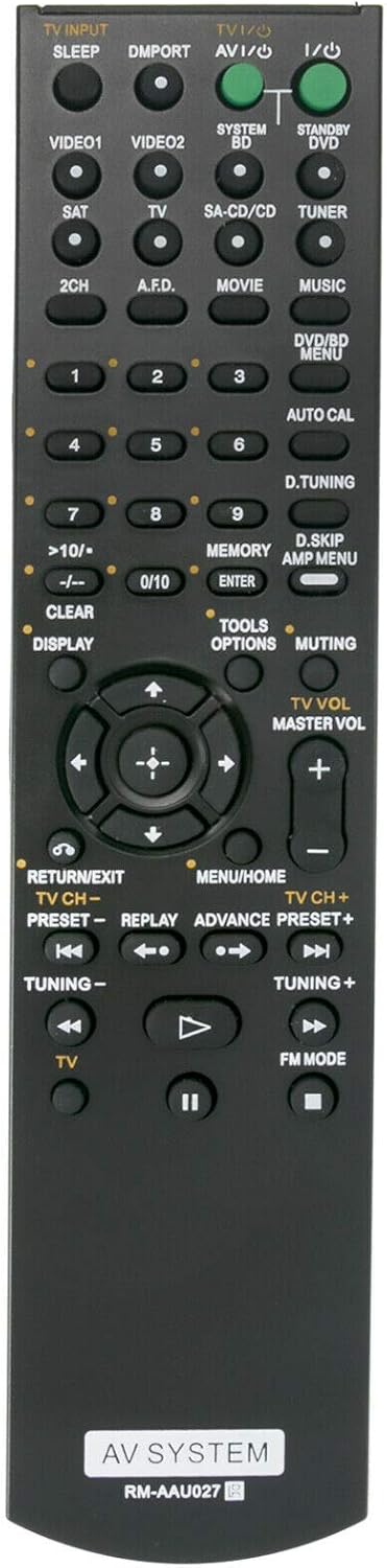 Replacement Remote Control RM-AAU027 for Sony Home Theater System RM-AAU021, SS-CNP7500, SS-MSP7500, SS-SRP7500