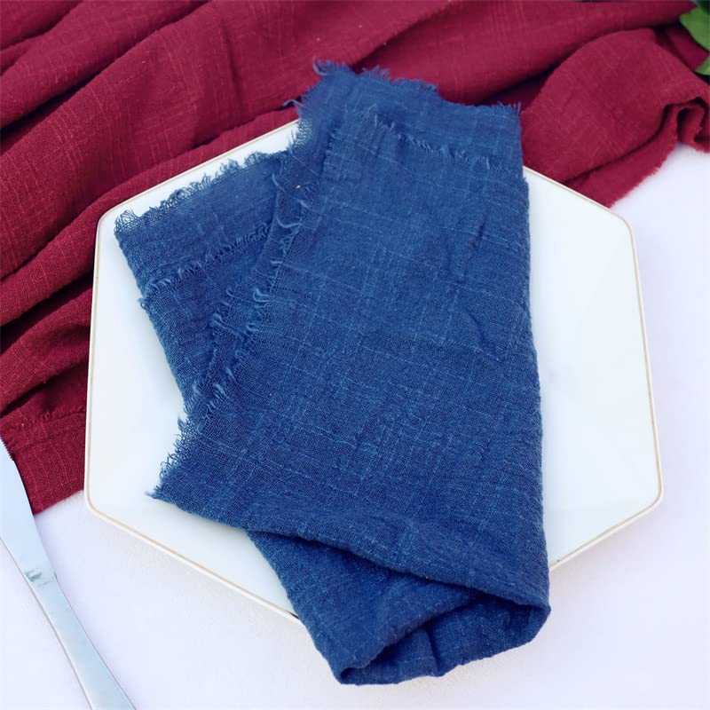 Socomi 6 Tovaglioli Di Stoffa Grigi E Blu In Lino (43x43 Cm) - Lavabili E Riutilizzabili Per Feste E Decorazioni