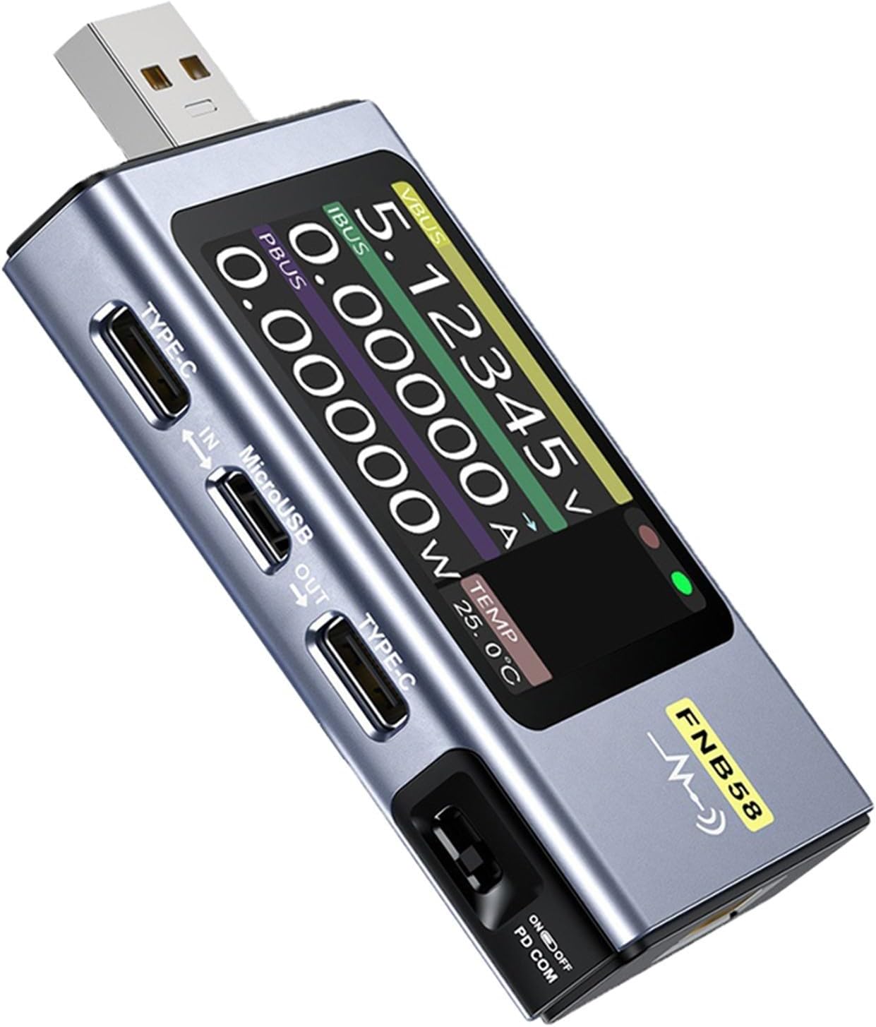 FNB58 Multifunction USB Tester, Current and Power Measurement with Bluetooth/, 2.0-Inch LCD Screen, Supports PD3.0 QC4/FCP AFC Fast Charging Protocol