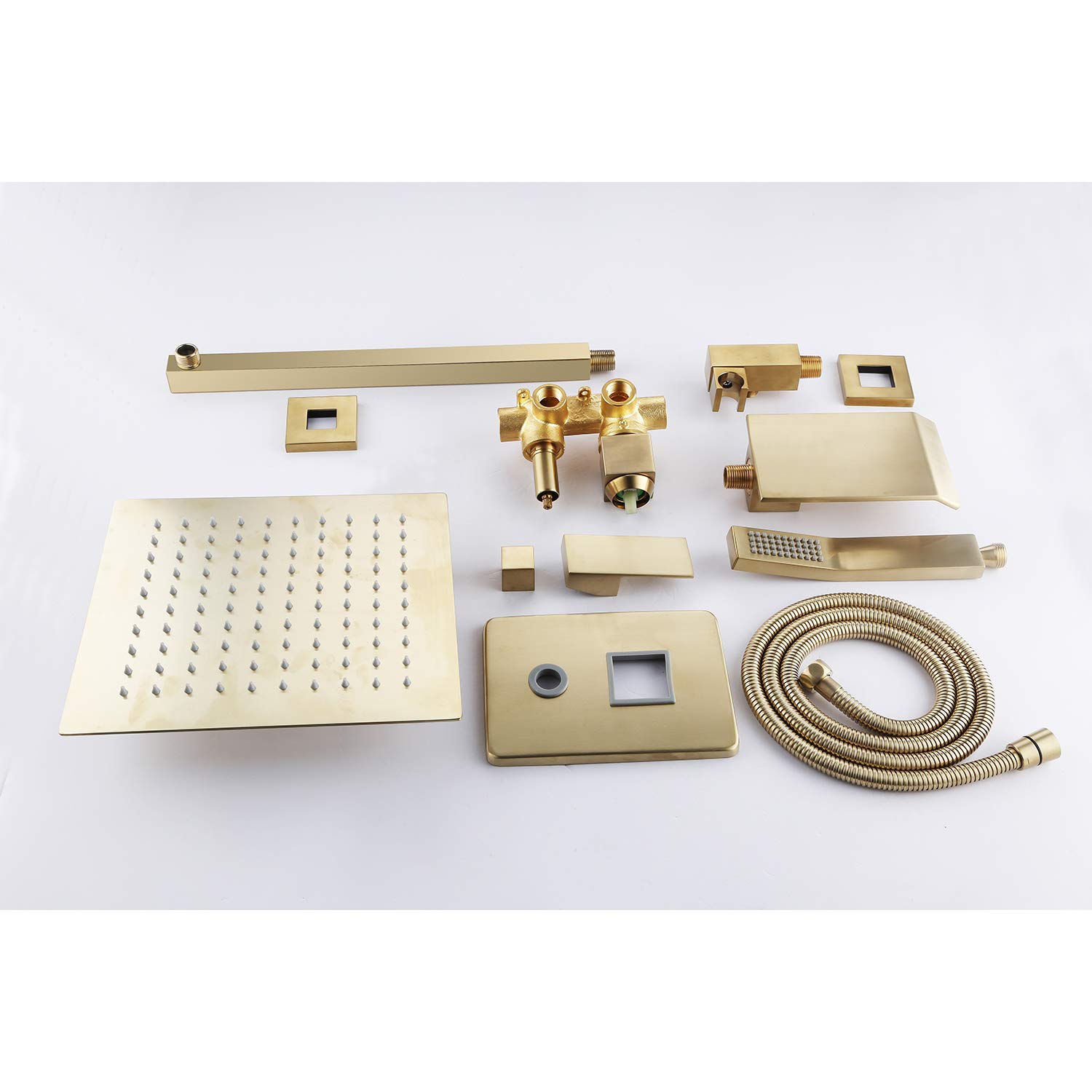 Buy Brushed Gold Shower Fixtures with Waterfall Tub Spout Shower Faucet