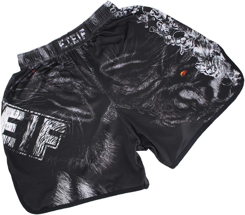 Mens Muay Thai Boxing Shorts Running Fitness Training Elastic Shorts Gray M