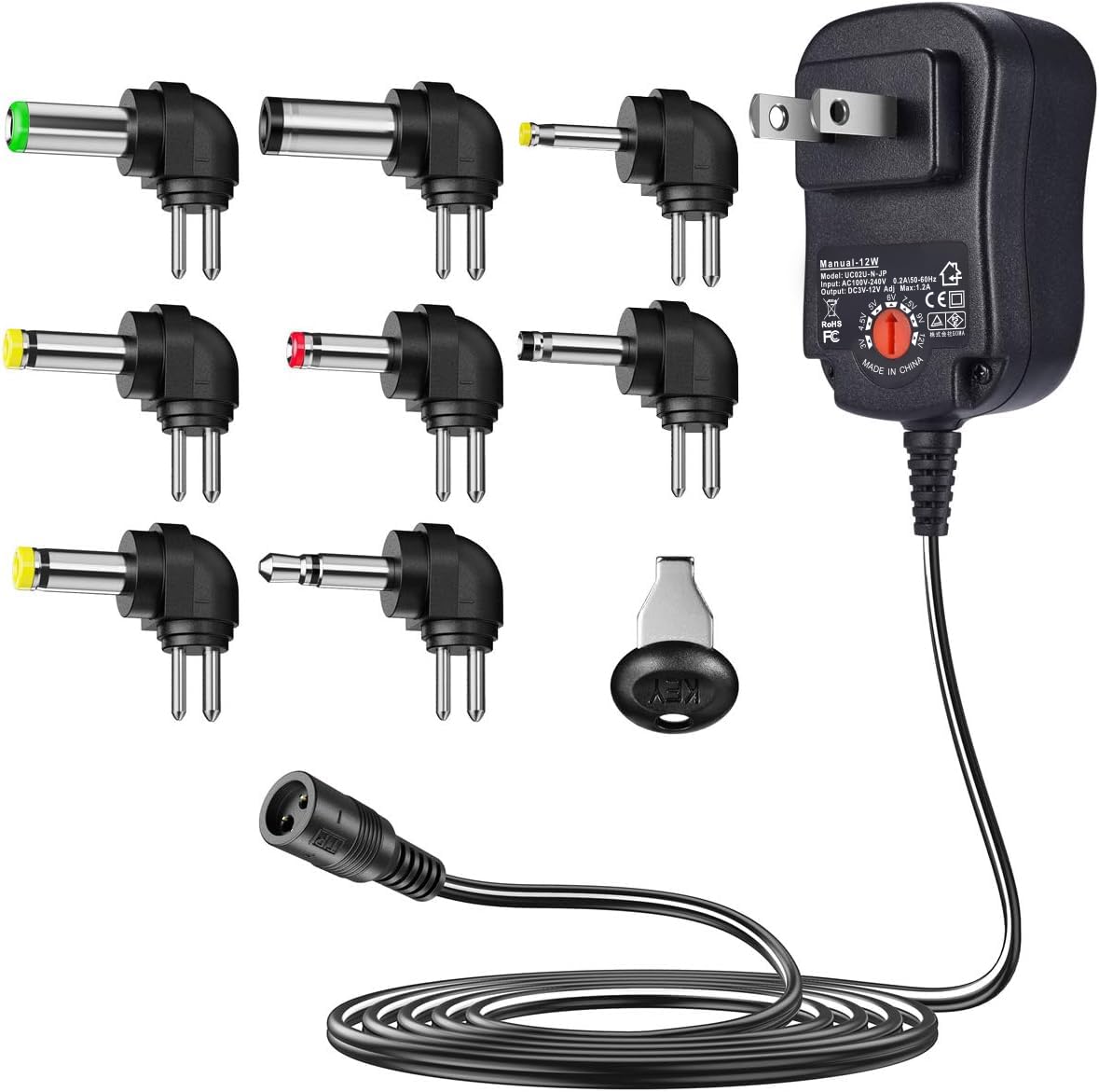 Amazon | 負極性 Punasi チャージャー 3V-12V 電圧調整 DCアダプター