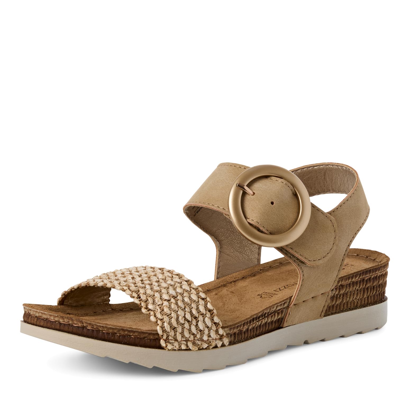 MARCO TOZZI Women's Flat Sandals with Velcro Fastening Summer, Dune Comb, 5 UK
