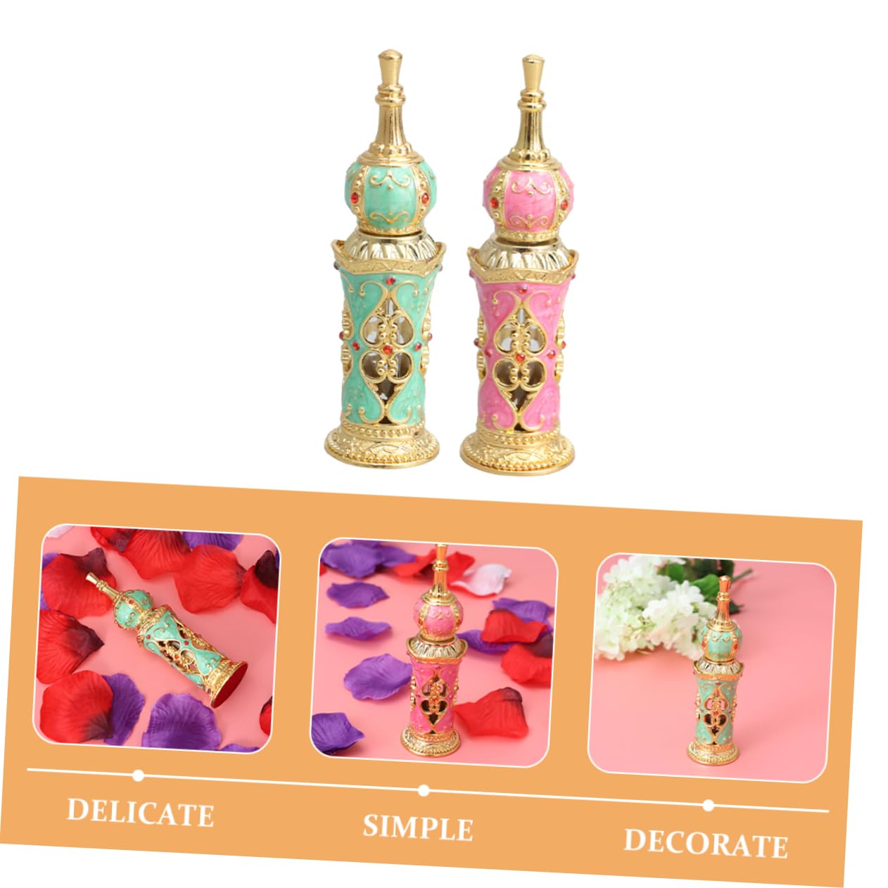 2pezzi Contenitori Per Essenziali in Vetro Bottiglie Profumo Decorative Vuote Profumo Ricaricabili Contenitori
