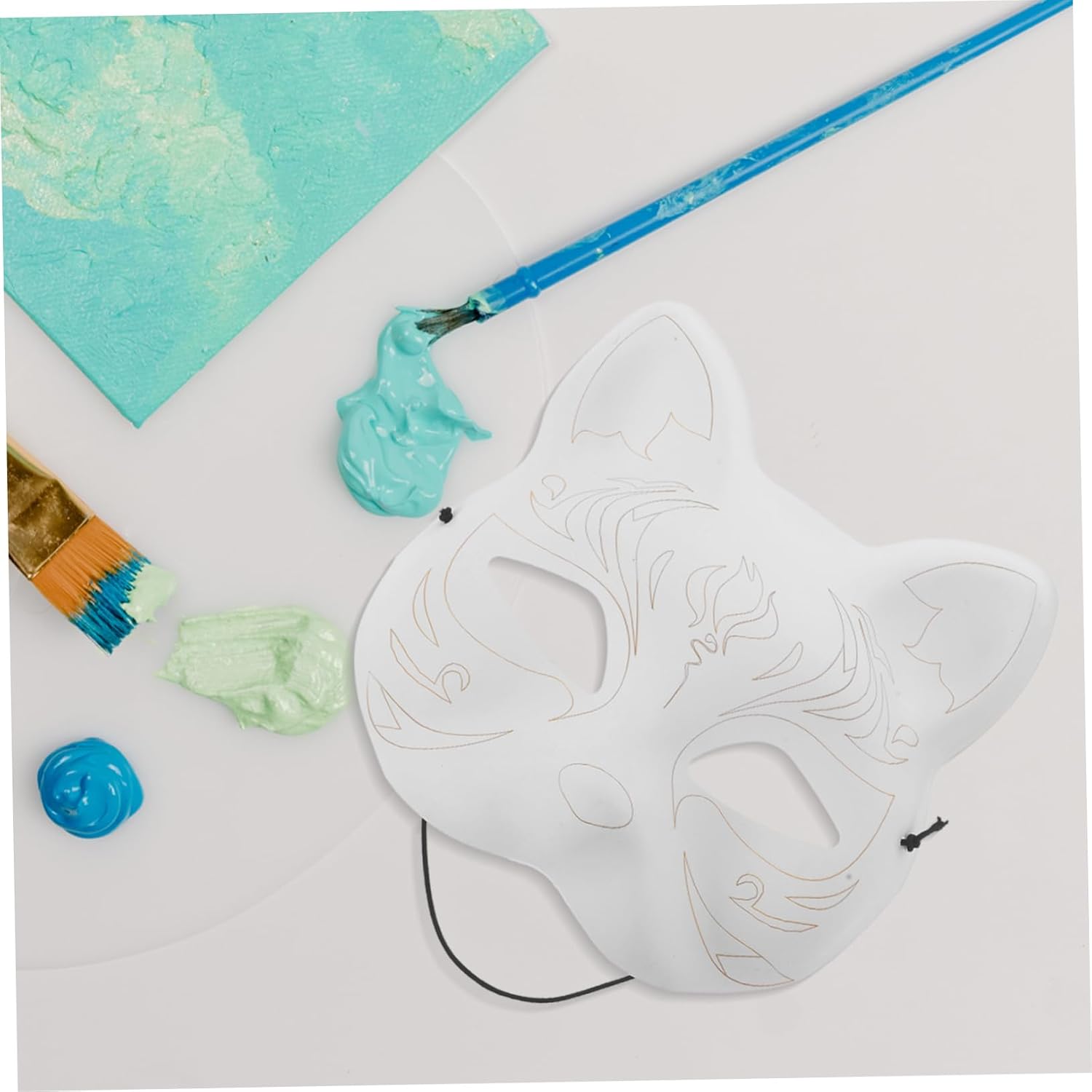 Cabilock Hand Painted Mask White Cat Halloween Mask DIY Cat Face Mask Catmask DIY Paintable Cosplay Accessories